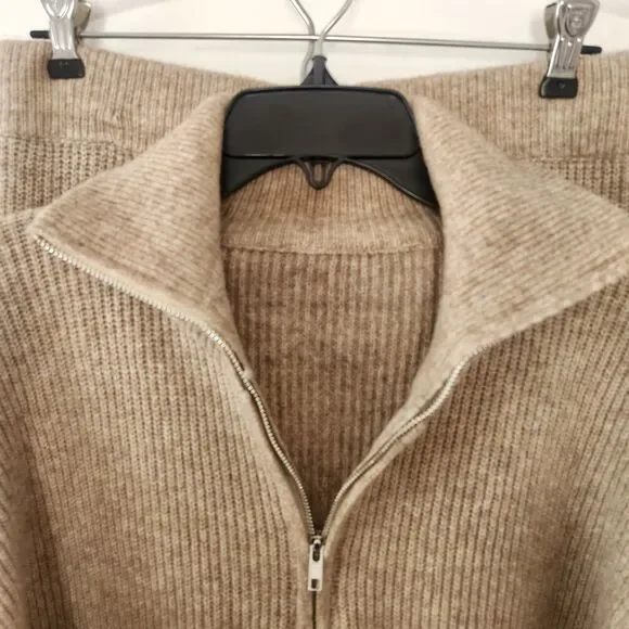 NWT Commense Knit Sweater Pants Two Piece Set Lounge 1/4 Zip Wool blend-Large - Picture 4 of 8